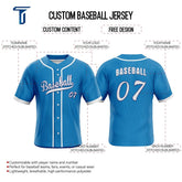 Blue Custom Classic Full Button Baseball Jersey